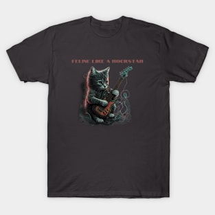 Feline like a rockstar - Cat playing guitar T-Shirt